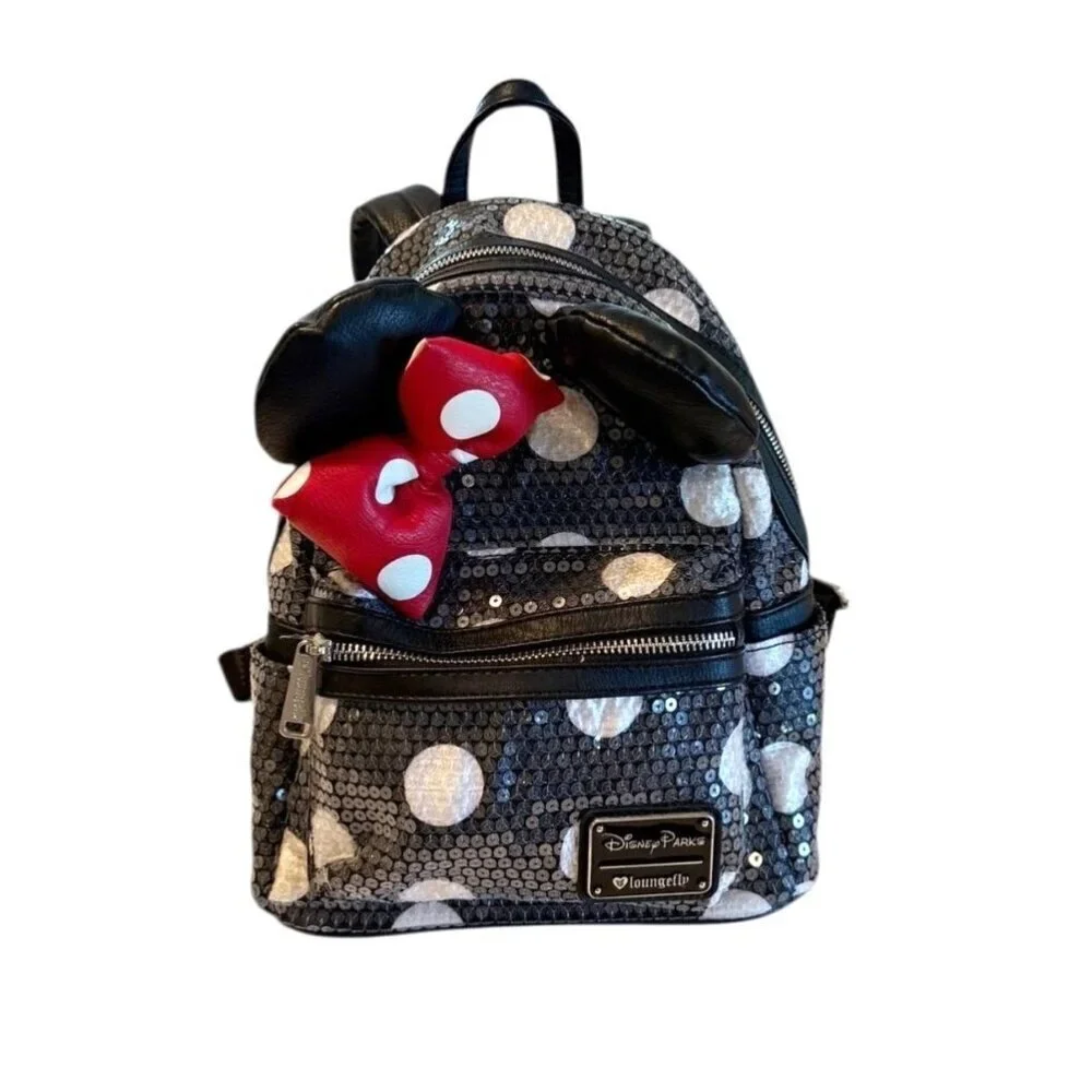 Disney Parks Minnie Mouse Loungefly Sequined Polka Dot Backpack